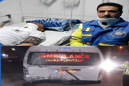 حمله وحشتناک راننده نیسان آبی به آمبولانس در قزوین + عکس