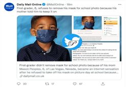 ماسک زدن بچه کلاس اولی سوژه شد +عکس