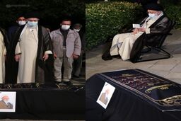 اقامه نماز رهبر انقلاب بر پیکر مرحوم حسن‌زاده آملی +عکس