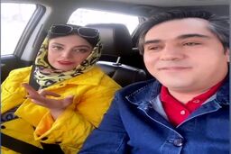 دلقک بازی صبا راد و شوهرش در ماشین/حیرت مردم  از مسخره بازی صبا راد و مانی در حال رانندگی! +عکس جنجالی