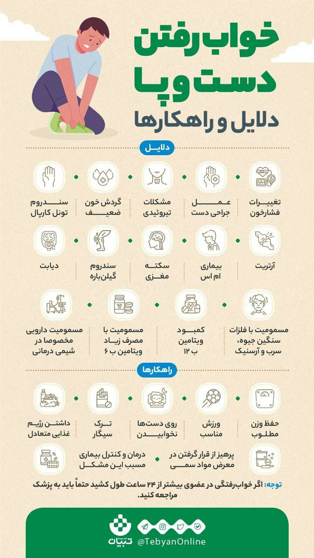 دلایل خواب‌رفتن دست‌وپاها چیست و چه باید کرد؟