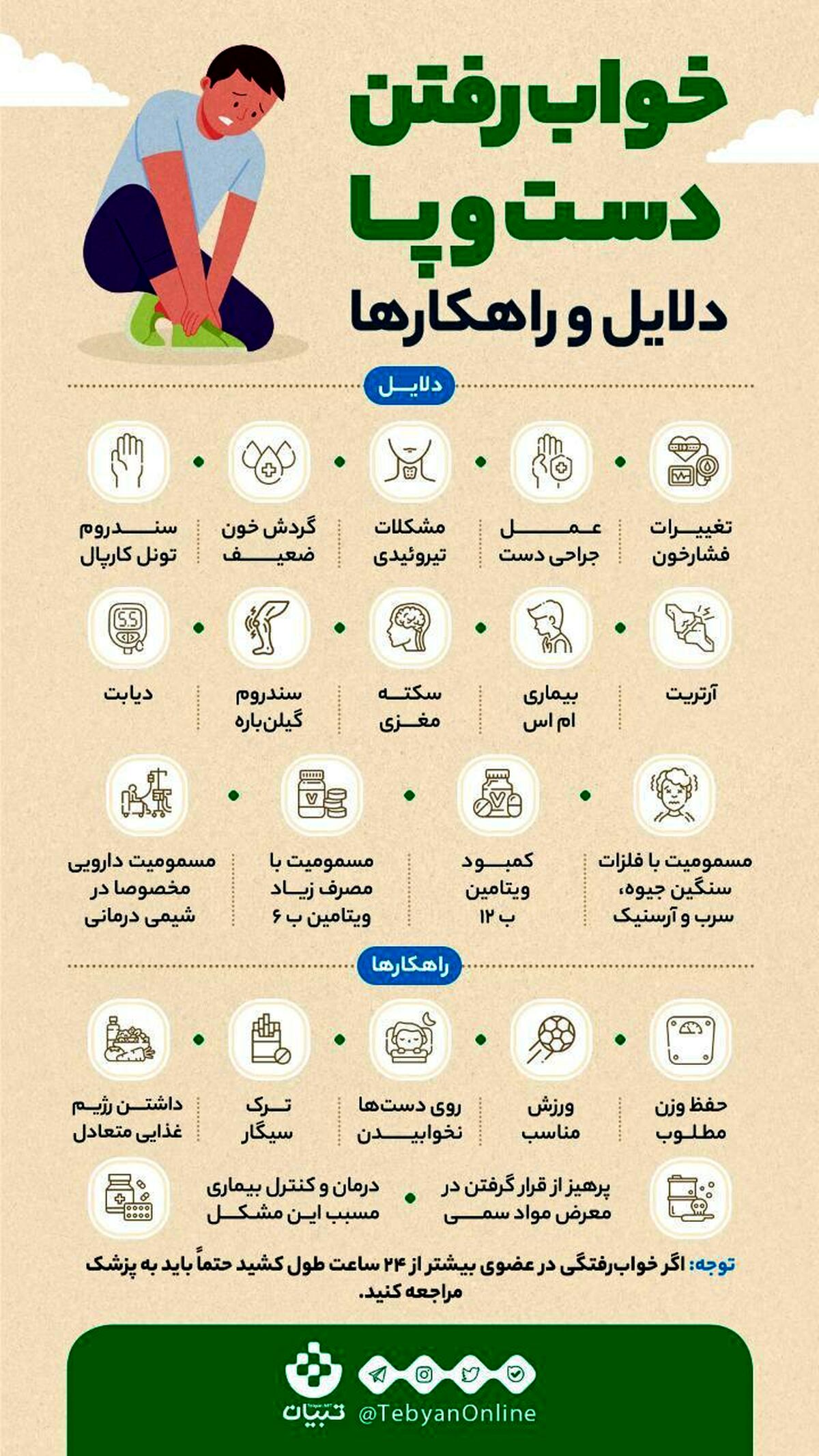 دلایل خواب‌رفتن دست‌وپاها چیست و چه باید کرد؟