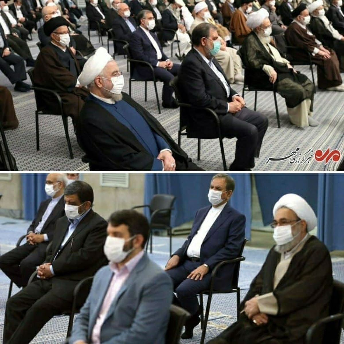 حضور  روحانی و جهانگیری در دیدار مسئولان با رهبری +عکس 