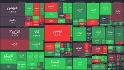 نقشه بورس امروز بر اساس ارزش معاملات