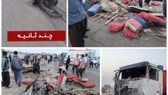 تصادف هولناک تریلی و مینی بوس با ۱۳ نفر فوتی | حادثه تلخ صبحگاهی که خوزستان را عزادار کرد +عکس تصادف