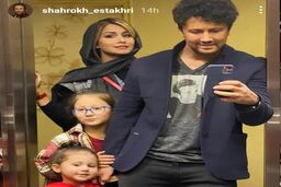 خل بازی های زشت زن وخواهر شاهرخ استخری در آسانسور| پز دادن با خرید های میلیونی+عکس