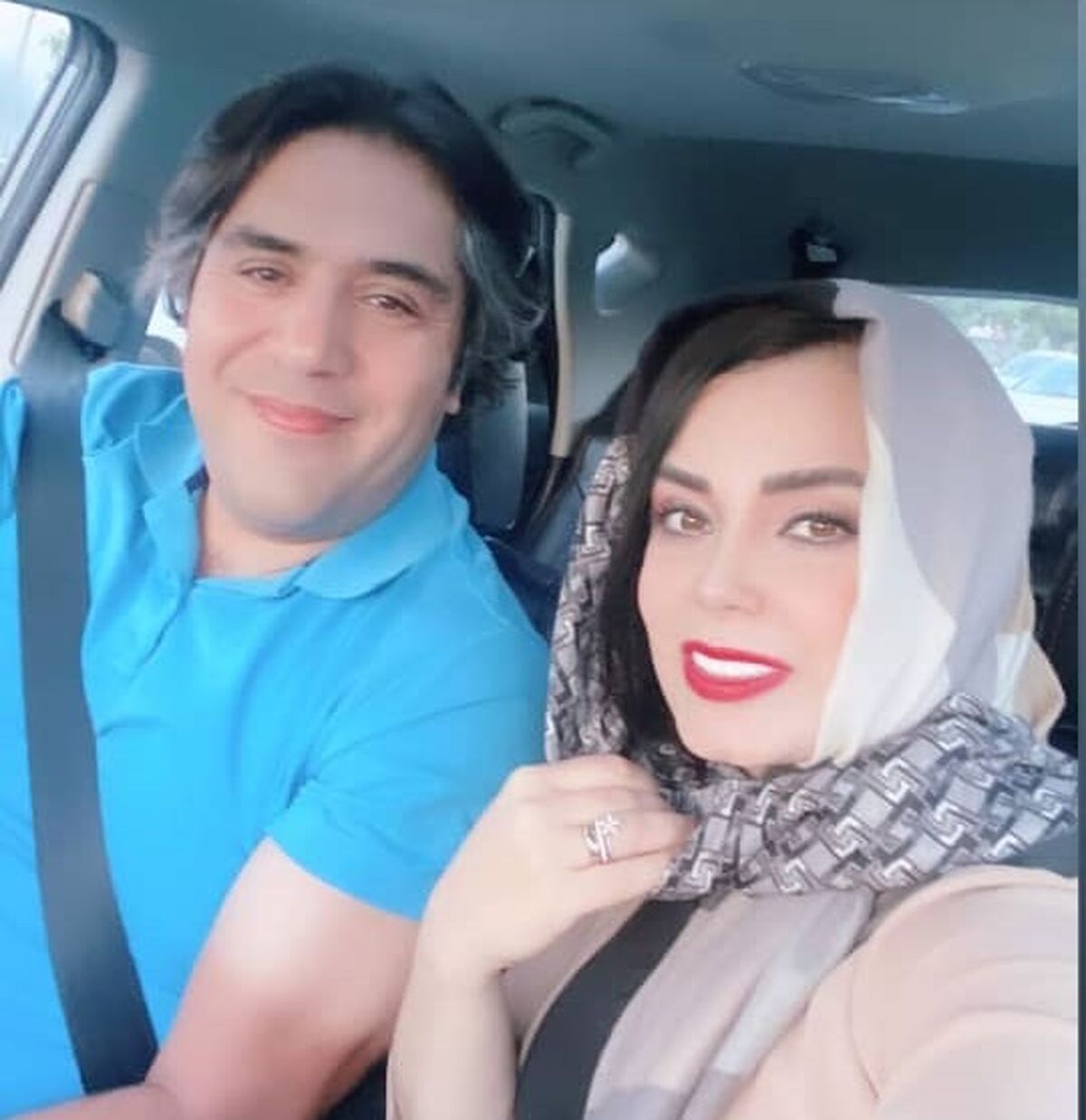 صبا راد بعد از مدت ها تیپ درست و حسابی زد | ست مشکی صبا راد و شوهرش در ماشین میلیاردی اش + عکس