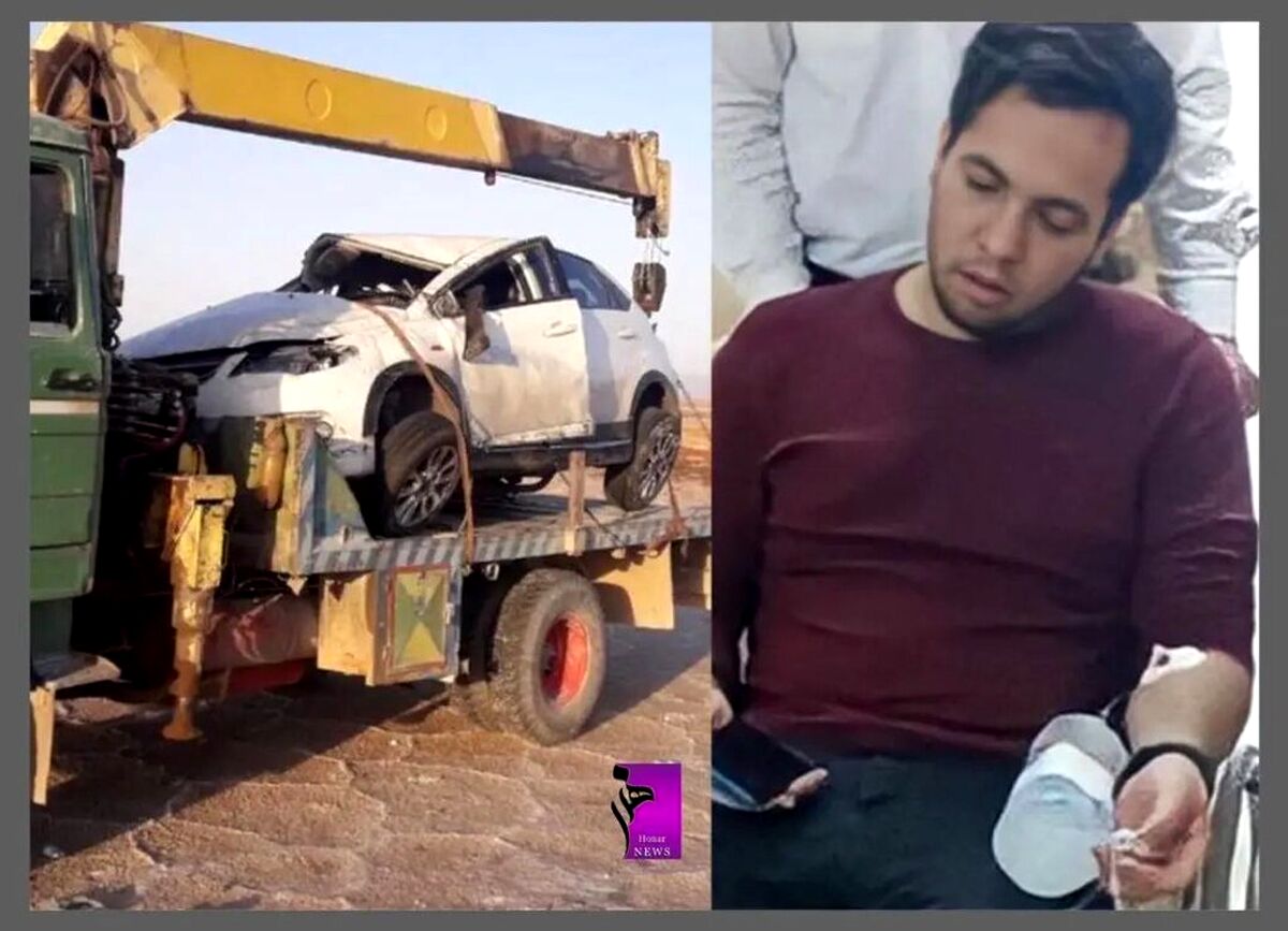 اولین تصویر مجری تلویزیون پس از تصادف خونین | خودروی آقای مجری پرس شد 