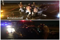 تصادف وحشتناک در اتوبان تهران - قم/ خودرو آهن پاره شد +عکس