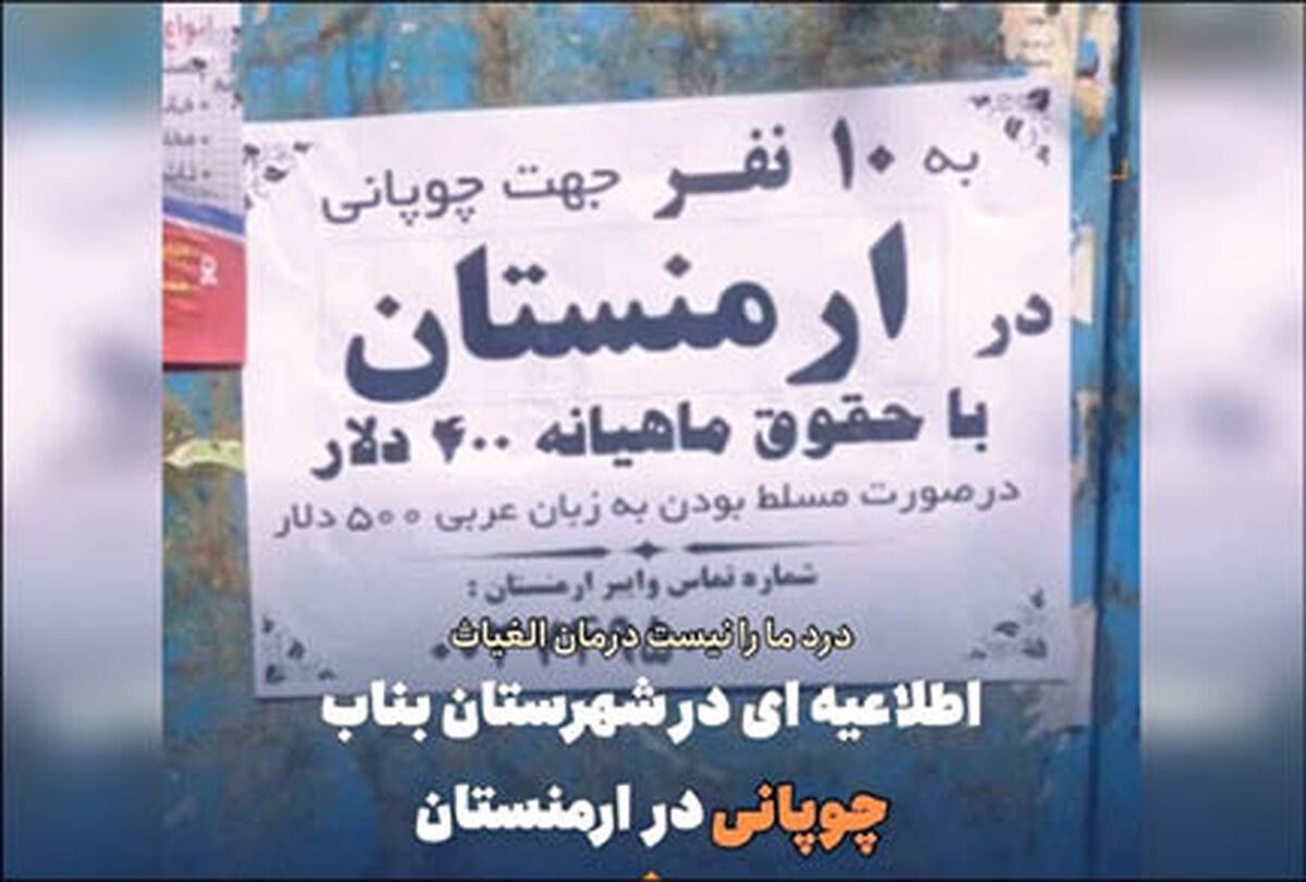اطلاعیه‌ای عجیب در شهرستان بناب! /400 دلار برای چوپانی!